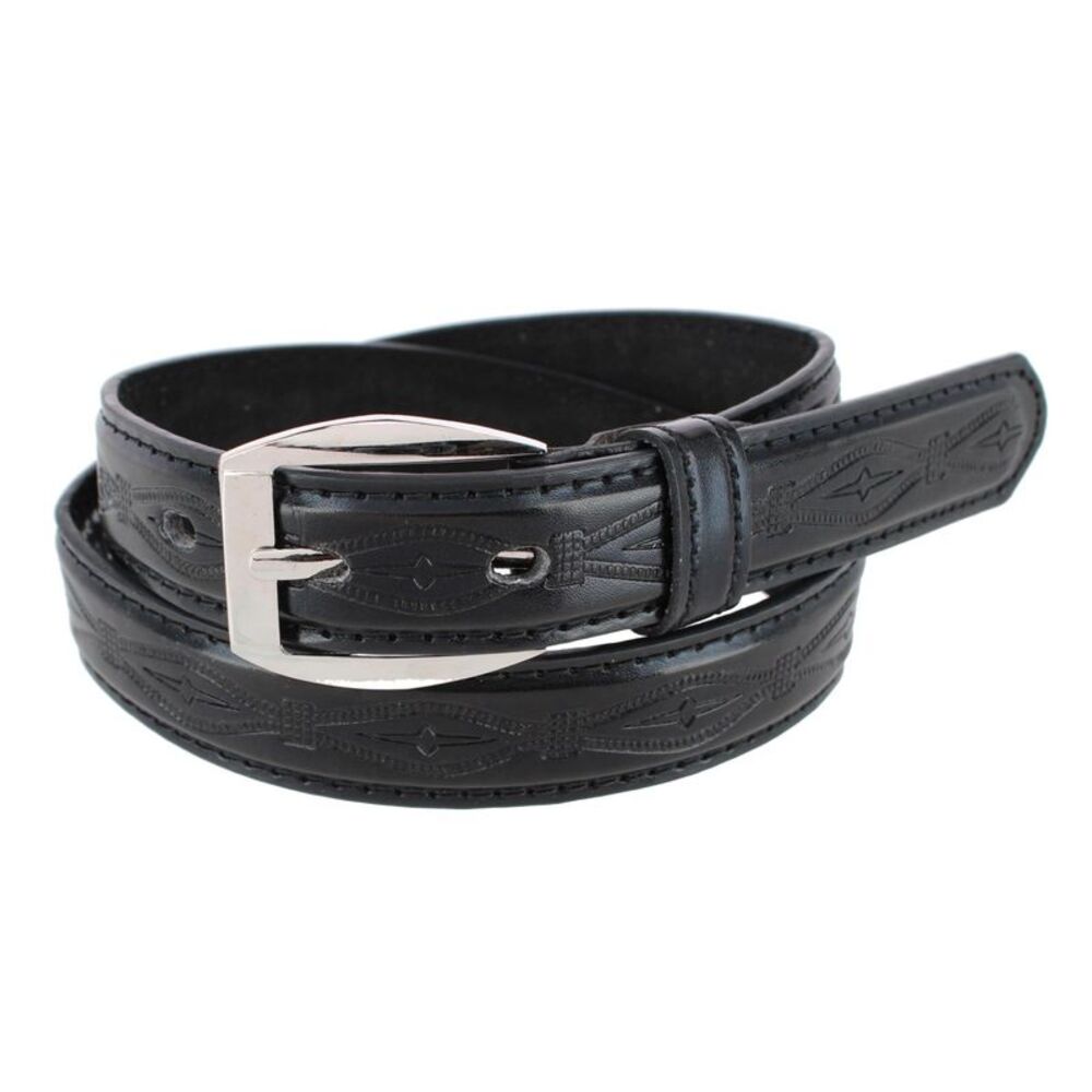 CTM Kids' Embossed Leather Western Belt